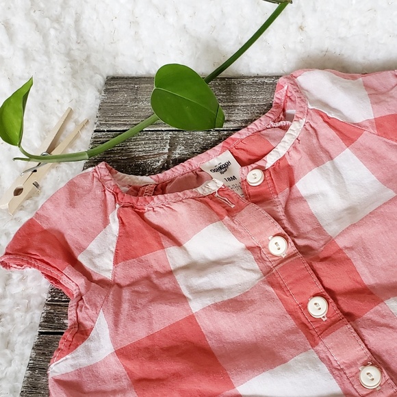 Oshkosh Toddler Girls Red & White Plaid Shirt 18 m - Picture 1 of 6